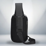 Men's Crossbody Stylish Backpack back view in black color