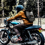 Men's Stylish LED Motorcycle Backpack on biker right side