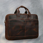 Men's Tote Leather Briefcase dark brown color main view