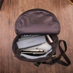 Men's Bucket Leather Backpack opened top view