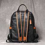 Men's Casual Journey Leather Backpack black back