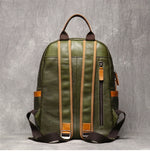 Men's Casual Journey Leather Backpack green back