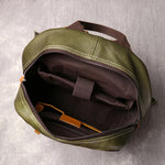 Men's Casual Journey Leather Backpack green top open