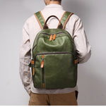 Men's Casual Journey Leather Backpack green man back