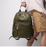 Men's Casual Journey Leather Backpack green man handling