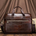 Men's Classic Leather Briefcase brown color also nice view