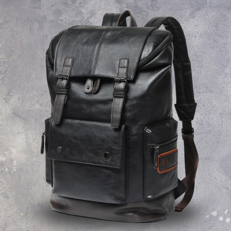 Mens Classic PU Leather Backpack main view