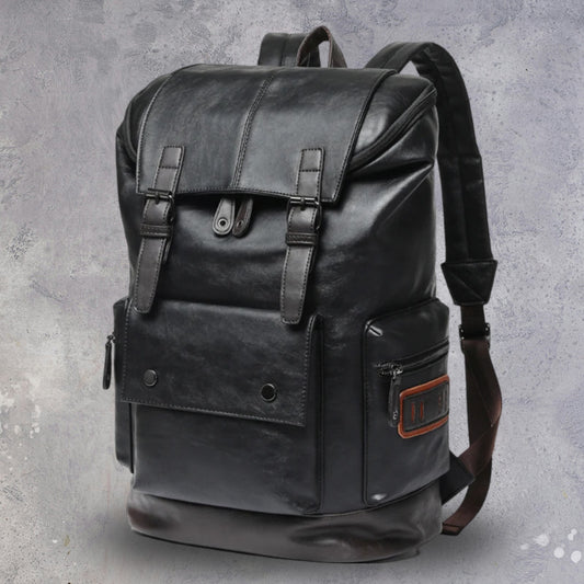 Mens Classic PU Leather Backpack main view
