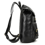 Mens Classic Leather Backpack black side