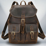 Mens Classic Leather Backpack dark brown main