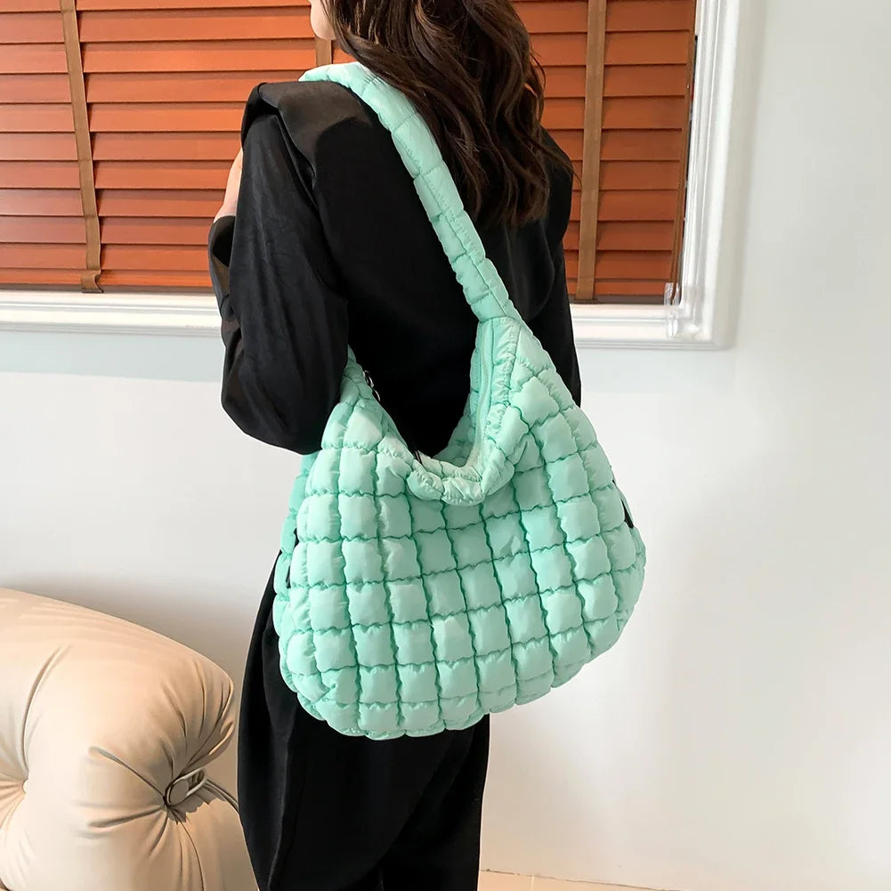 Quilted Nylon Hobo Bag