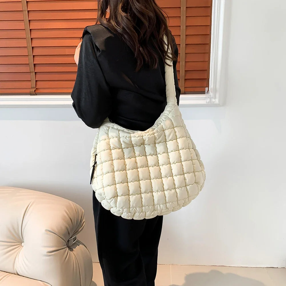 Quilted Nylon Hobo Bag