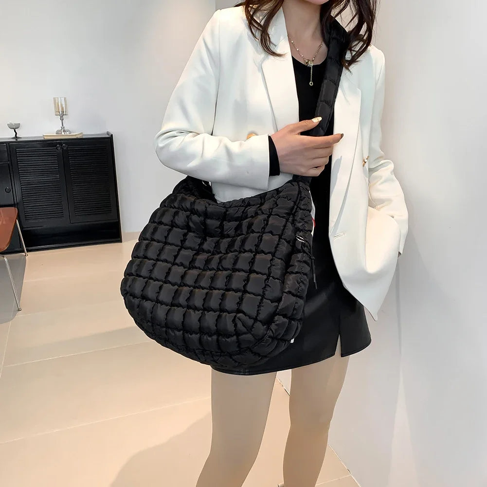 Quilted Nylon Hobo Bag