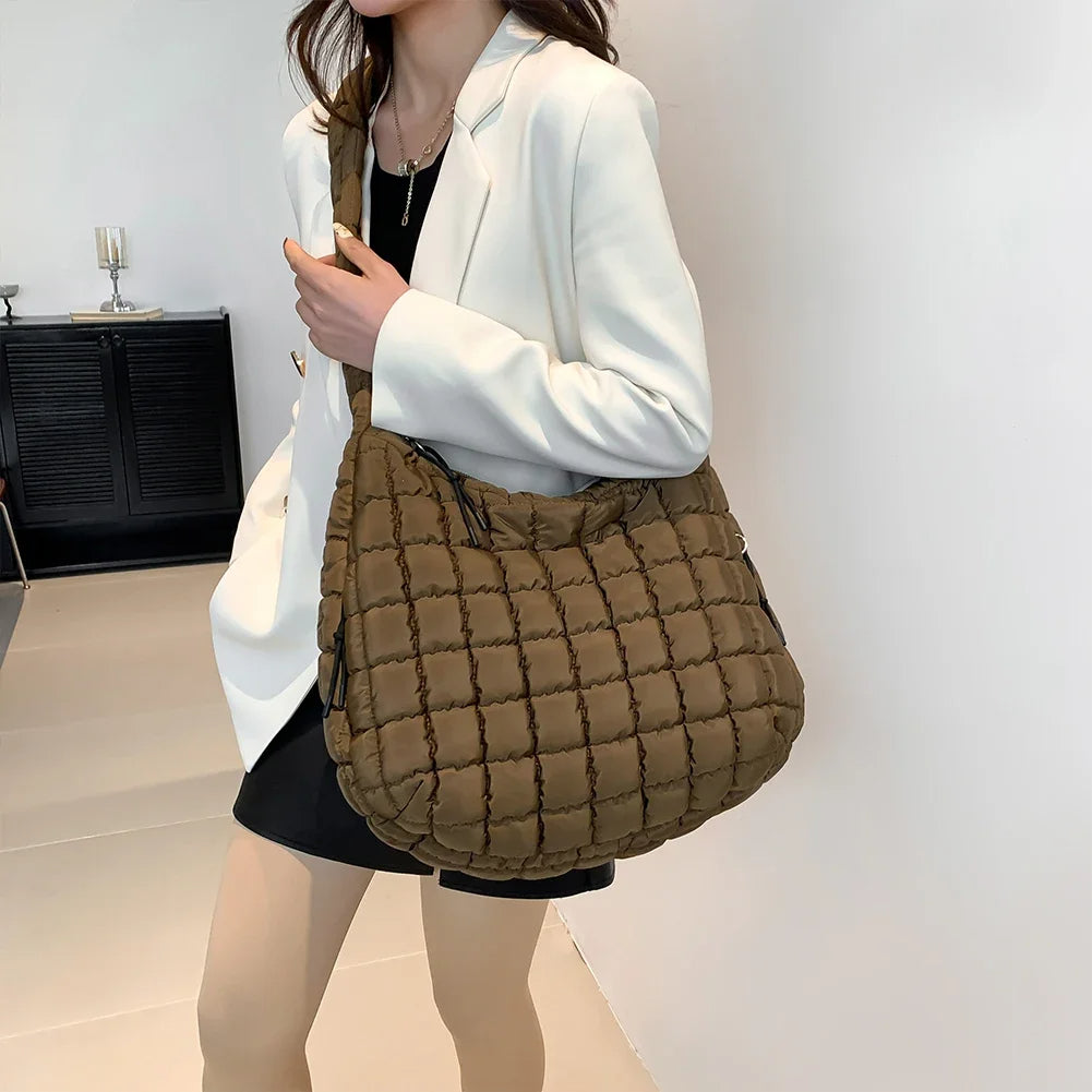 Quilted Nylon Hobo Bag