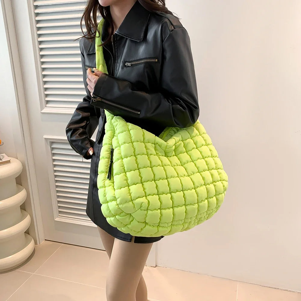 Quilted Nylon Hobo Bag