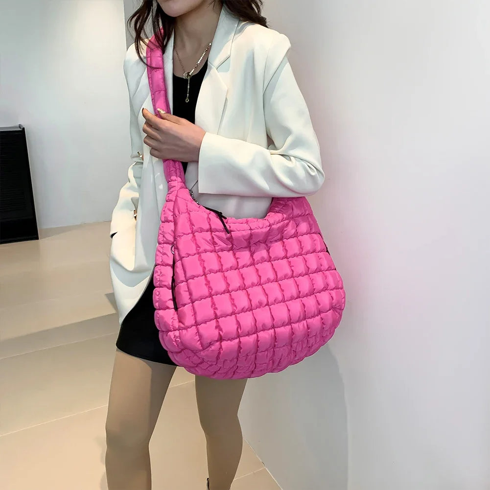 Quilted Nylon Hobo Bag