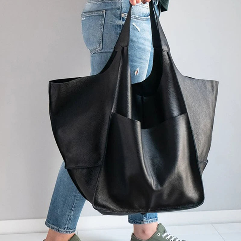 Trendy Women's Large Capacity Tote Bag Black color
