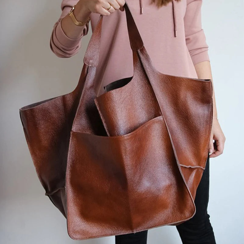 Trendy Women's Large Capacity Tote Bag Brown