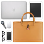 Unisex Lightweight Laptop Briefcase brown color with 15" laptop outside and rest of stuff can be placed inside