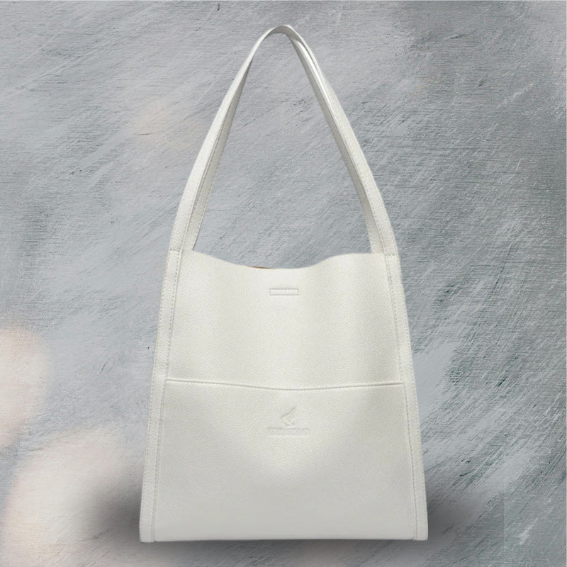 Zmbird Women's Soft Leather Tote Bag in white color